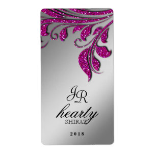 Löv Vin-etiketten Gnistra Bröllop Rosa Silver Fraktsedel