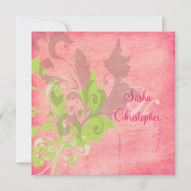 löv/virvlar, bröllopsinbjudningar inbjudningar (Framsida)