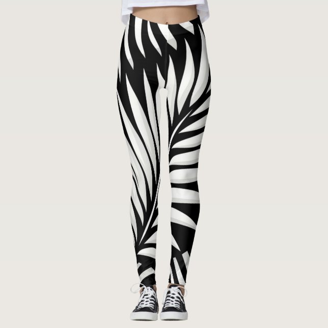 Löv Zebra ränder stil Leggings (Framsida)