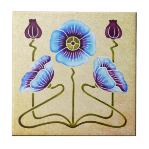 Lova Art nouveau Blommigt på stenen Kakelplatta