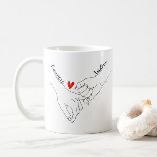 Lova att hålla Händer med Namn Alla hjärtans dag Kaffemugg