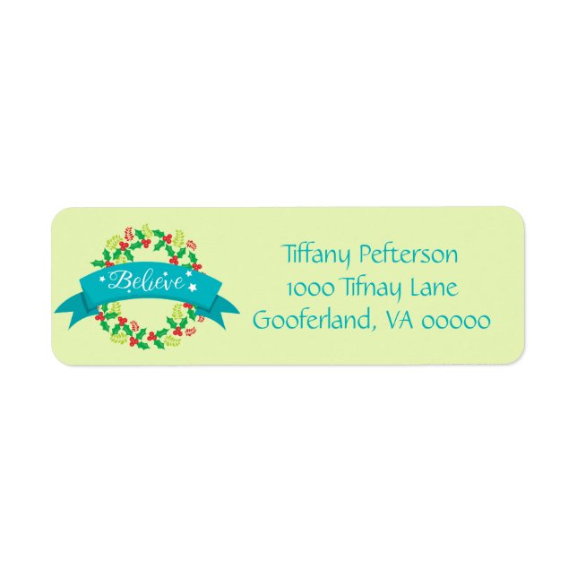 Lova att tro jul returadress etikett (Framsidan)