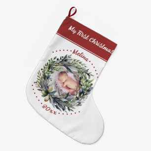 Lova Baby Första julfoto Stor Julstrumpa