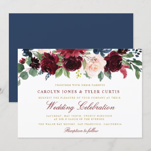 Lova inbjudan till bröllopsinbjudning för burgundi