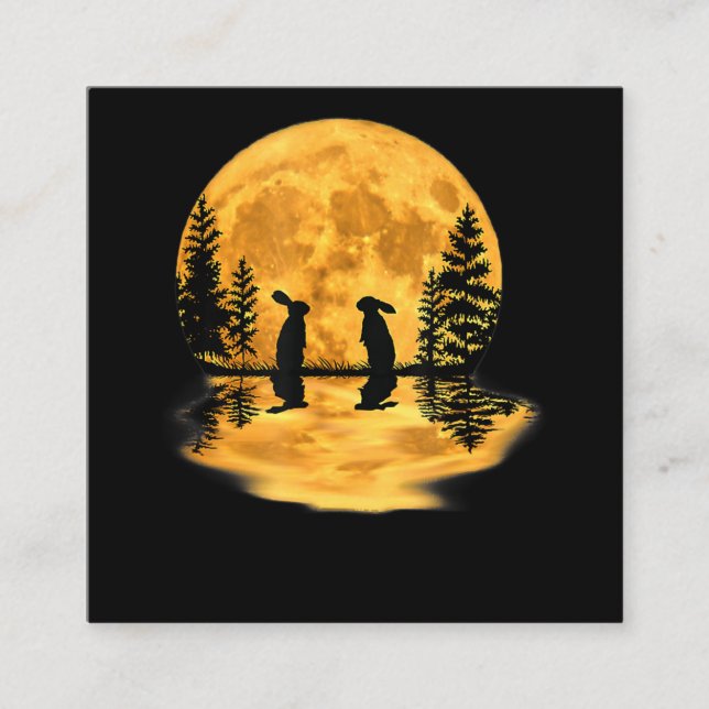 Lova kaninkanterna Måne Night Himlar Fyrkantigt Visitkort (Framsida)