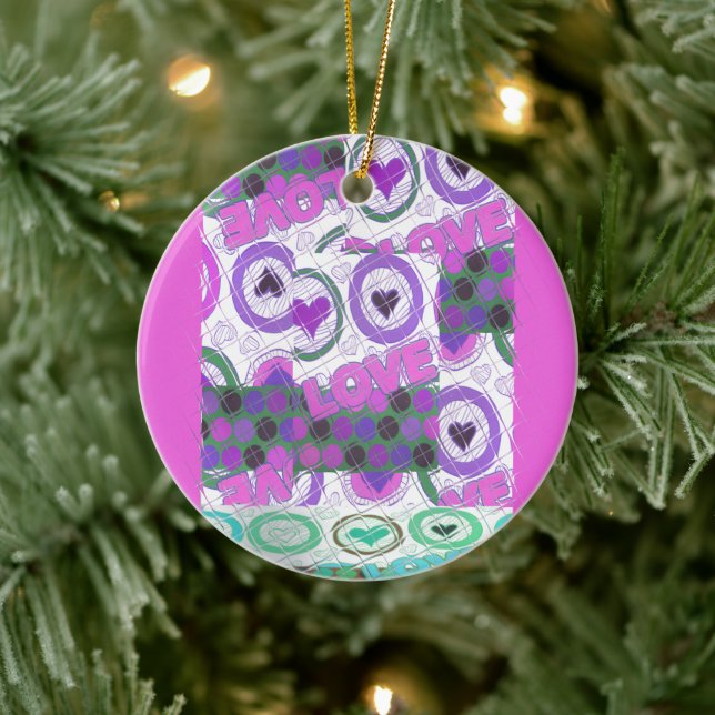 Lova Kärlek Heart Motif Art-utskrift Julgransprydnad Keramik (Träd)