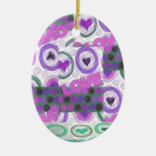 Lova Kärlek Heart Motif Art-utskrift Julgransprydnad Keramik
