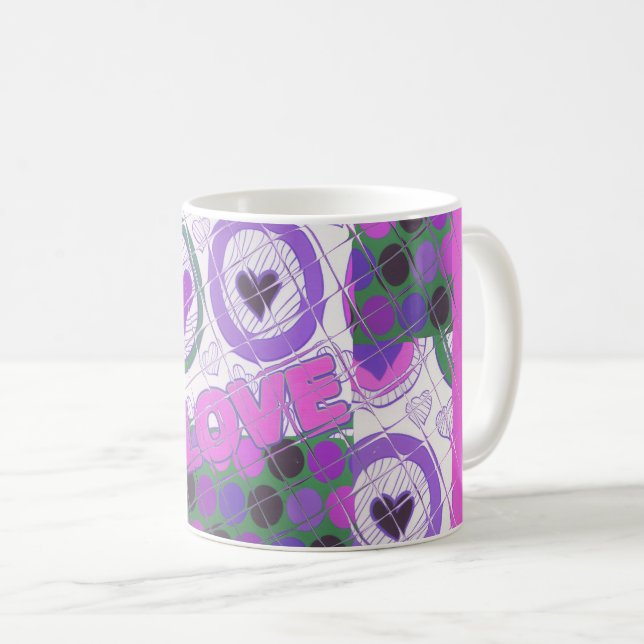 Lova Kärlek Heart Motif Art-utskrift Kaffemugg (Framsida höger)
