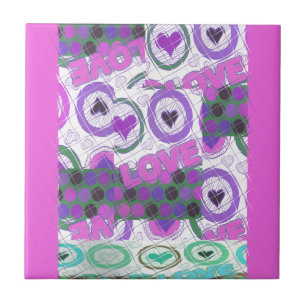 Lova Kärlek Heart Motif Art-utskrift Kakelplatta