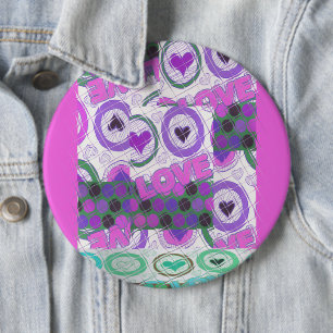 Lova Kärlek Heart Motif Art-utskrift Knapp