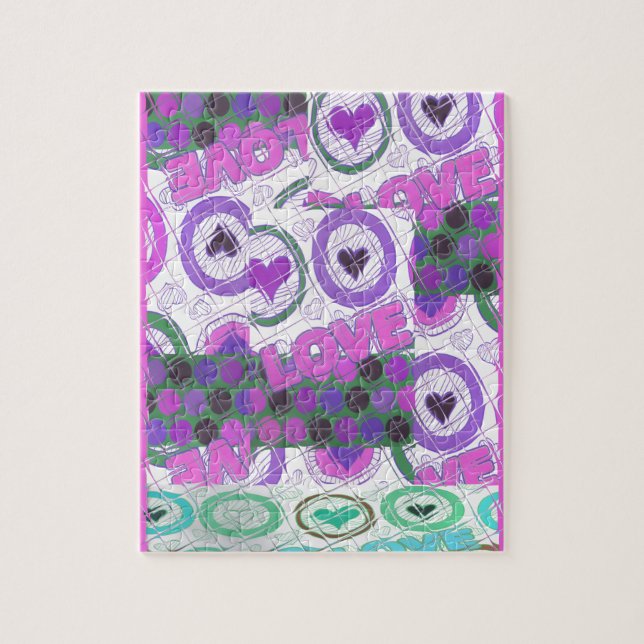 Lova Kärlek Heart Motif Art-utskrift Pussel (Vertikal)