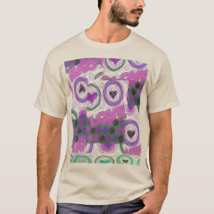 Lova Kärlek Heart Motif Art-utskrift T-shirt