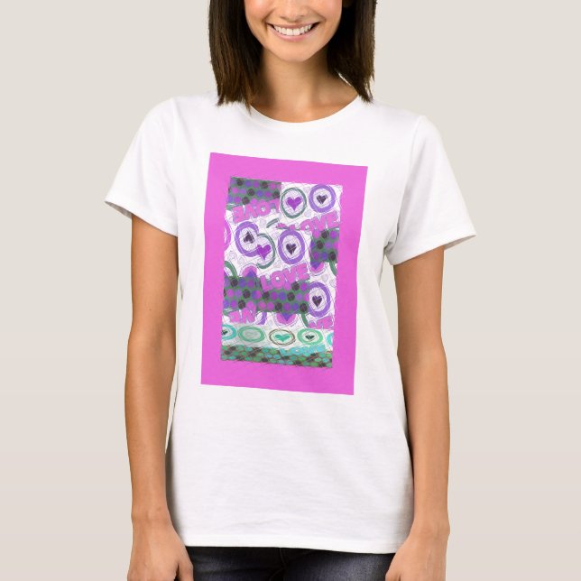 Lova Kärlek Heart Motif Art-utskrift T-shirt (Framsida)