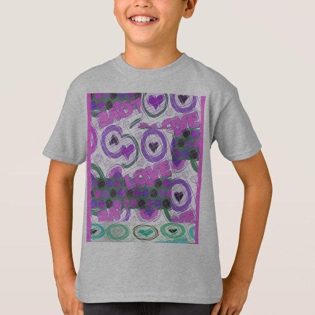 Lova Kärlek Heart Motif Art-utskrift Tee Shirt (Framsida)