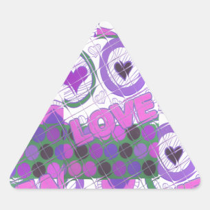 Lova Kärlek Heart Motif Art-utskrift Triangelformat Klistermärke