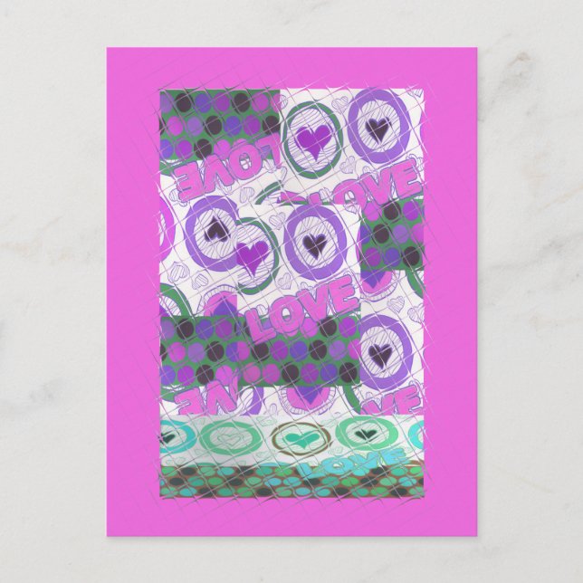 Lova Kärlek Heart Motif Art-utskrift Vykort (Framsida)