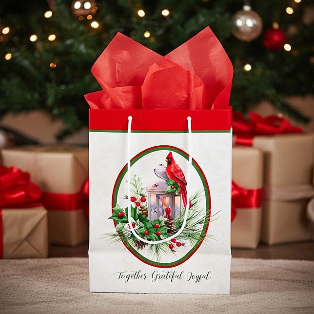 Lova lanternor med holly och kardinal jul (Skapare uppladdad)