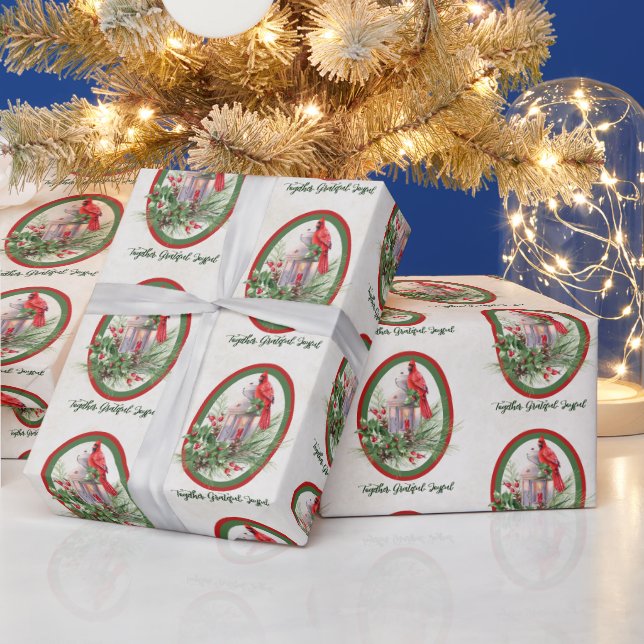 Lova lanternor med holly och kardinal jul presentpapper (Helgdagar)