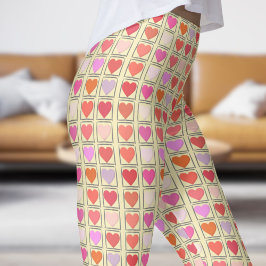 Lovable Blond Gult Valentines Kärlek Mönster Leggings