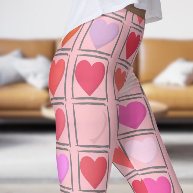 Lovable Bubblegum Rosa Valentines Kärlek Mönster Leggings (Valentines Love on Bubblegum Leggings)