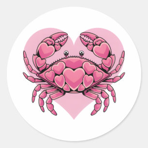 Lovable Cancer Crab med hjärta Runt Klistermärke
