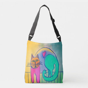 Lovable Cat-Abstrakt, målning Axelväska