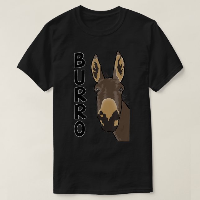 Lovable Funny Face Furry Burro Farm Animal Portrai T Shirt (Design framsida)