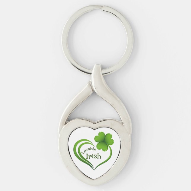 Lovable Irish Heart Shape Keychain Twisted Heart Silverfärgad Nyckelring (Framsidan)