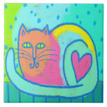 Lovable Kattunge Abstrakt Art Kakelplatta<br><div class="desc">Min färgstarka abstrakt digitala kattmålning gör att den här keramiska plattan blir en fläck för kattälskare!</div>