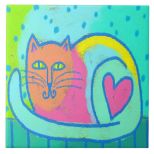 Lovable Kattunge Abstrakt Art Kakelplatta