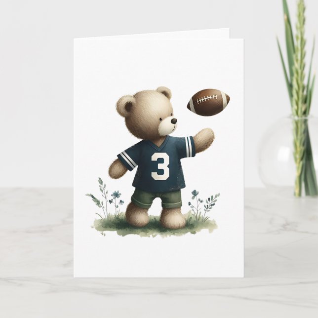 Lovable Nalle Football Player Blank Hälsning Kort (Framsida)