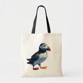 Lovable Puffin Tote Bag Oljemålning Stil Tygkasse