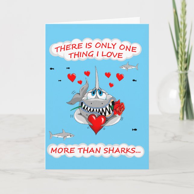 Lovable Shark Valentines Card Helgkort (Framsida)