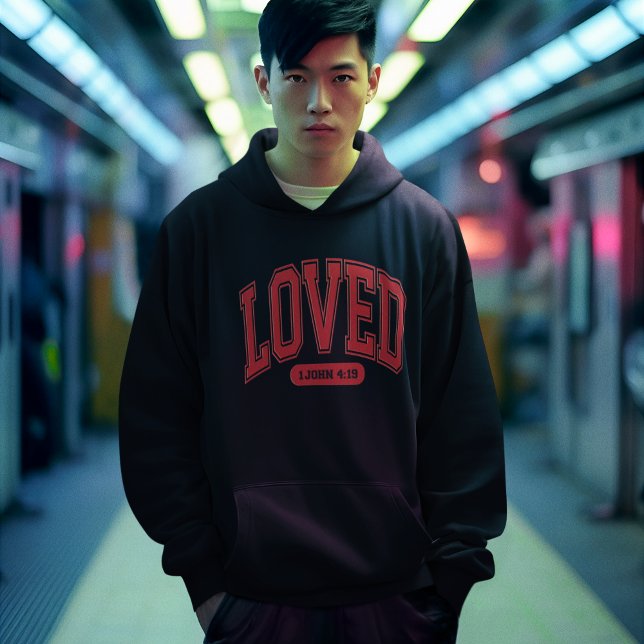 LOVAD AV CHRIST Valentine Scripture Manar Black Hoodie (Skapare uppladdad)