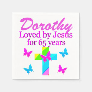 LOVAD AV JESUS PERSONLIG 65E BIRTHDAY NAPKINS PAPPERSSERVETT