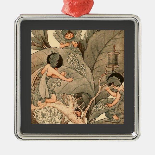 Lövälvor som reparerar blad julgransprydnad metall (Framsidan)