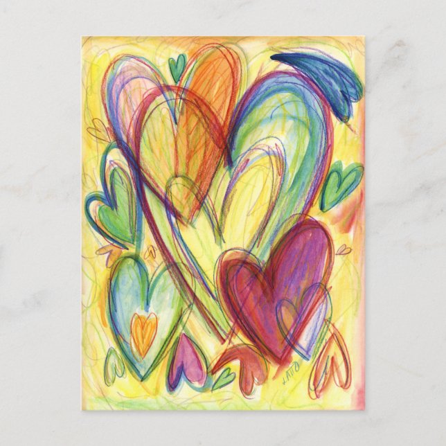 Lovande Hearts Art Anpassningsbar Note Postcards Vykort (Framsida)