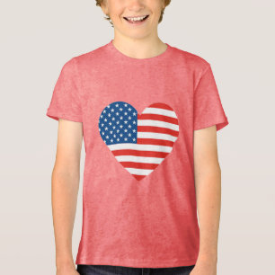 Lovande Hjärtformade amerikansk Flagga T Shirt