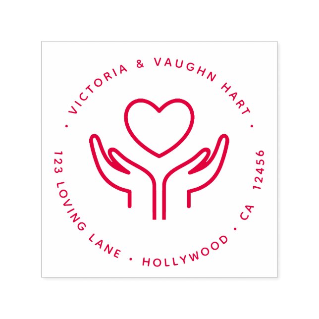 Lovande par Returadress 2 Händer 1 hjärta Självfärgande Stämpel (Design)