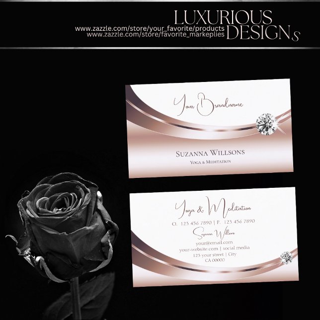 Lovande Ro Guld White med Sparklad Diamond Visitkort (Skapare uppladdad)