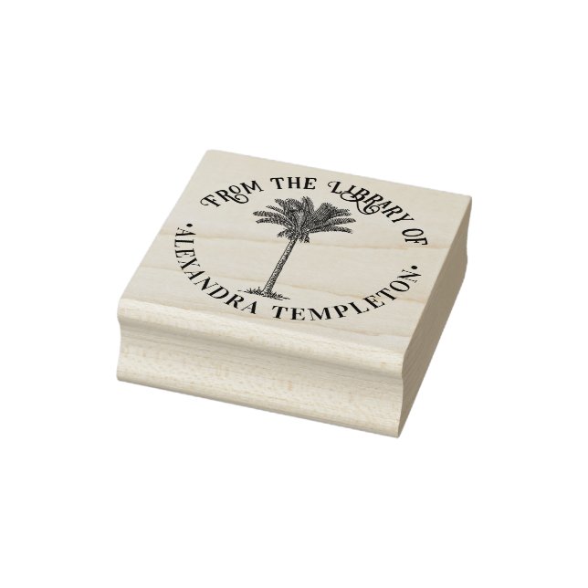 Lövdater Palmträd Biblioteksboknamn Stämpel (Stämpel)