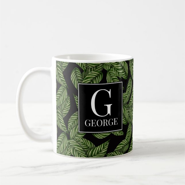 Lövdesign Initial Monogram Kaffemugg (Vänster)