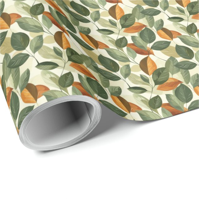 Lövdesign presentpapperspapper med blad Höst Presentpapper (Rullad Hörn)