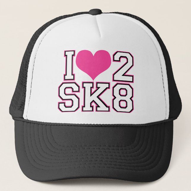 Love2SK8 - Svart & rosor Keps (Framsida)