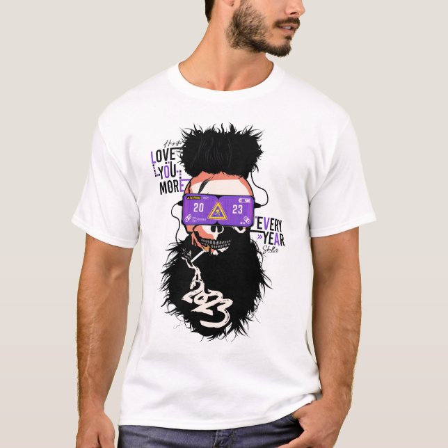 love 2023 Tete de mort punk hipster skull lunette  T Shirt (Framsida)