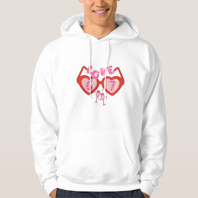 Love 67 Valentine Heart Sunglasses Hoodie (Framsida)