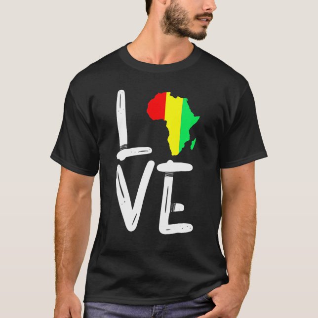 LOVE Africa Map Black History Month African Pride  T Shirt (Framsida)