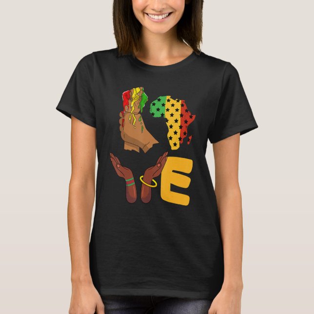 Love Africa Map Melanin African Continent American T Shirt (Framsida)