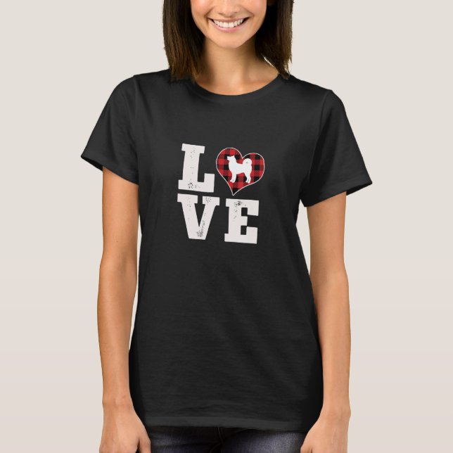 Love Akita Dog Lover Gifts Dog Buffalo Plaid Valen T Shirt (Framsida)