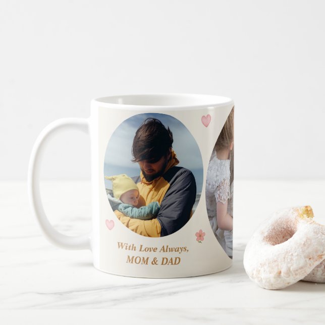 Love Always – Mom & Dad 3-Photo Custom Mug Kaffemugg (Med munk)